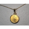 Image 1 : Incredible U.S. 2000 Gold Eagle 1/10th Ounce Gold Coin on 14K Pendant and 16in Chain TW: 5.3g
