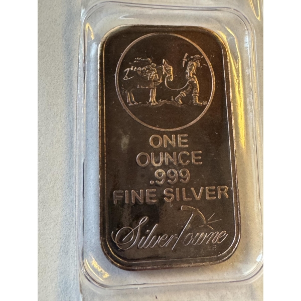 Rare Silver Towne One Ounce .999 Fine Silver Bar - Excellent Condition