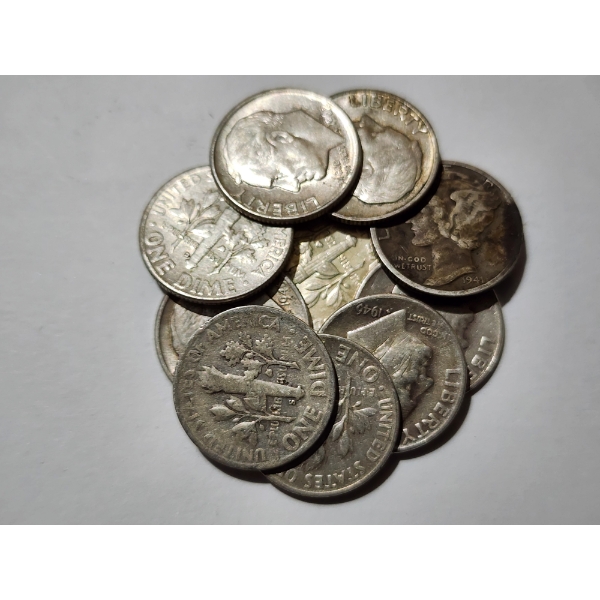 $1.00 Face Value in Assorted 90% Silver United States Dimes ~ 10 Total Dimes!