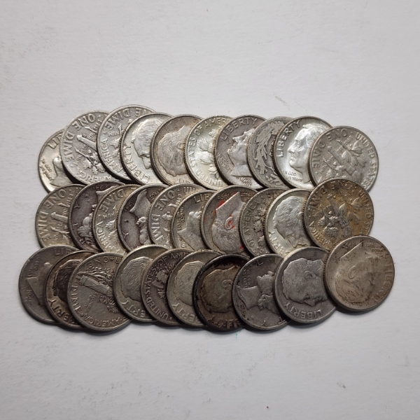 $3.00 Face Value in Assorted 90% Silver United States Dimes Ft. Mercury & Roosevelt Dimes