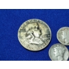 Image 2 : United States 90% Silver Coins: x3 Mercury Dimes & 1951 Franklin Half Dollar FV: $0.80