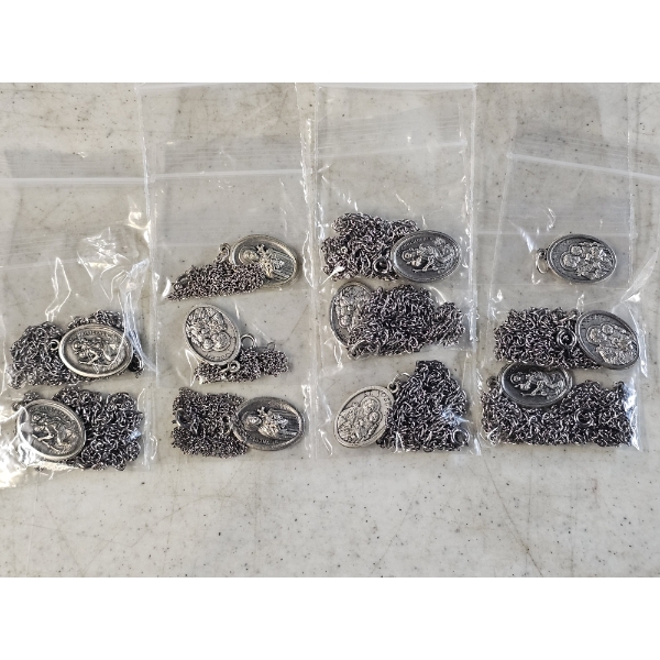 11 Stainless Steel Necklaces with Religious Figure Pendants 