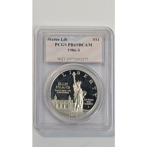 PCGS 1986-S PR 69 DCAM U.S Ellis Island Statue of Liberty Centennial 90% Silver Dollar