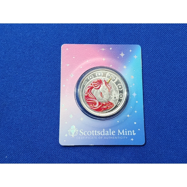 2023 Colorized Unicorn "Jubilee" 1 oz .999 Fine Silver Coin - Scottsdale Mint