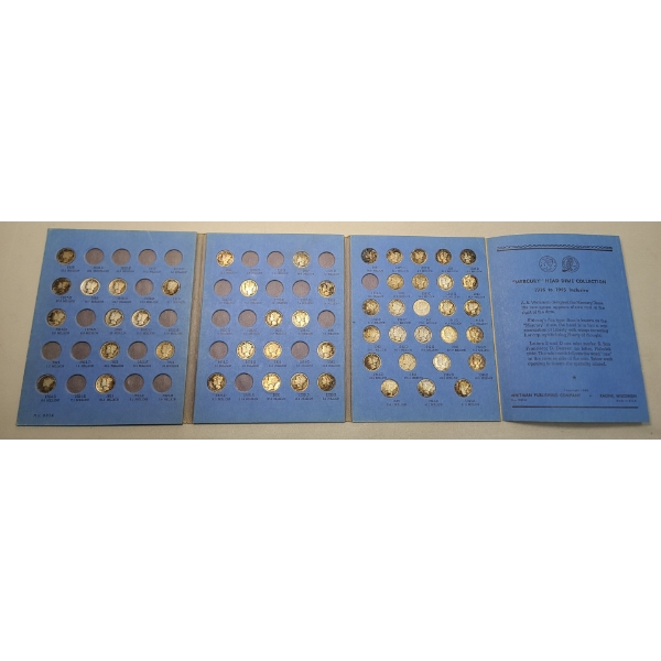United States 90% Silver Mercury Dimes In Whitman Coin Album - Face Value: $5.10