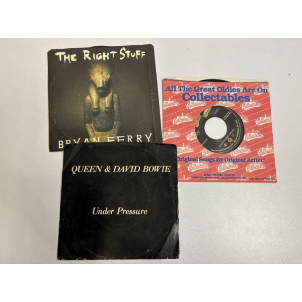 3 Small Records - The Right Stuff Bryan Ferry - Great Oldies Collectables - Queen & David Bowie