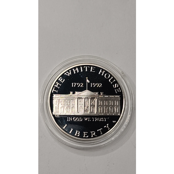 1992-W White House 200th Anniversary Commemorative 90% Silver Proof Dollar In Coin Capsule