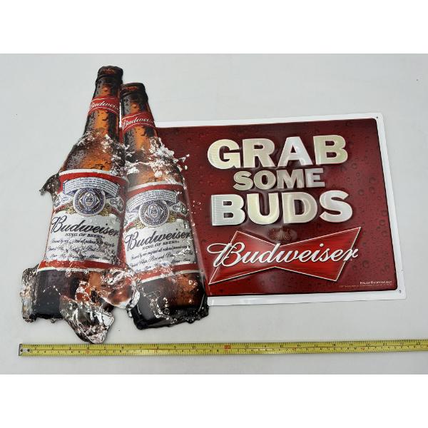 Large Budweiser ' Grab Some Buds' Advertising Metal Sign Approx. 22"x18"