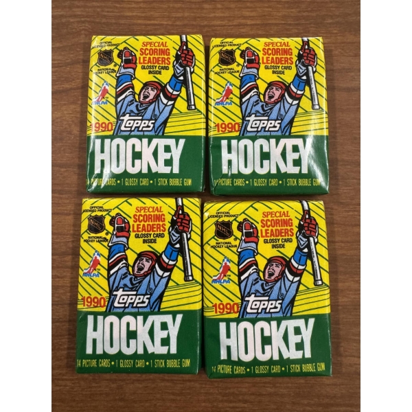 4 - 1990 Topps Unopened Hockey Wax Packs - Mint Condition - 14 Cards Per Pack