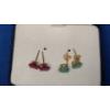 Image 1 : 14K Gold Emerald Earrings & 14K Gold Ruby Stud Earrings - Total Weight: 1.1g