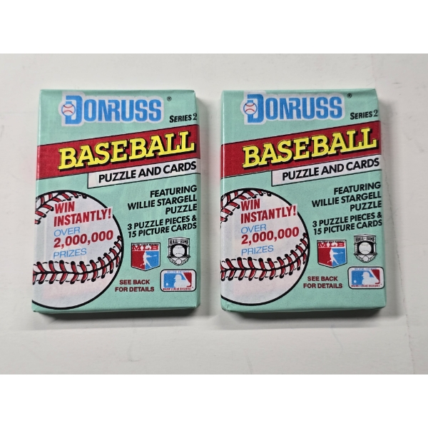 2 - 1991 Donruss Series 2 Baseball Puzzle and Card Packs - Unopened Mint Condition