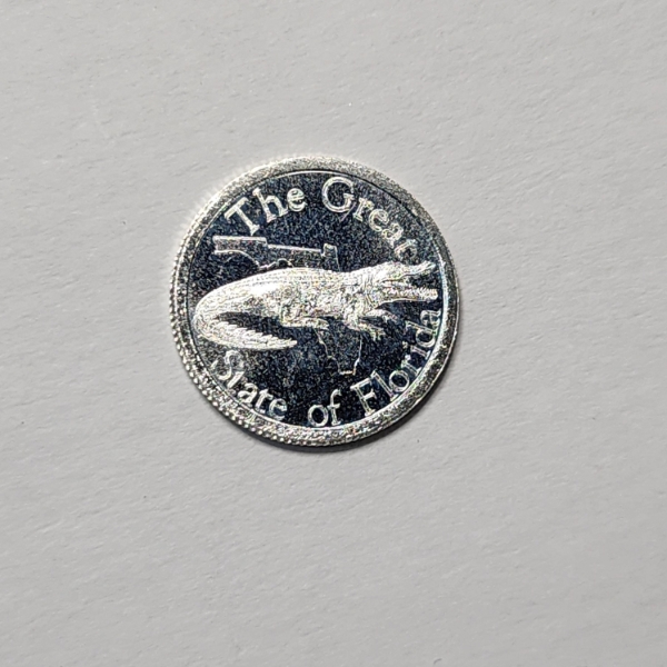 "The Great State of Florida" Gold Silver Naples: Gator 1 Gram .999 Fine Silver Round