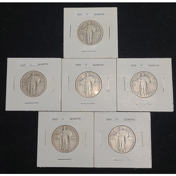 Assorted Years & Mint Marks 90% Silver Standing Liberty Quarters - Face Value: $1.50
