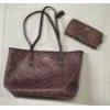 Image 1 : Authentic Coach Medium City Tote In Black Currant With Gold Hardware And Matching Large Zip Wallet I