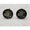 Image 1 : Sterling Silver (7.9g) Japanese Cloisonne with Black Enamel Earrings