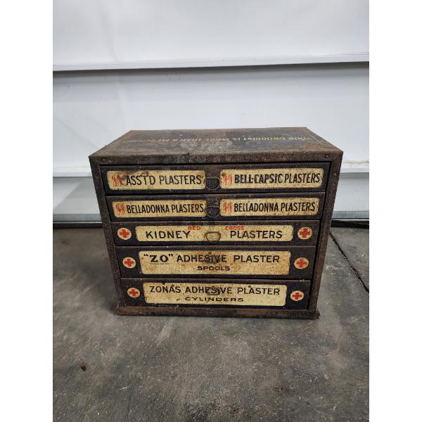Vintage Johnson & Johnson Red Cross Metal Cabinet with Drawers