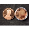 Image 1 : Lot of Two .999 Fine Copper AVDP Ounces in Protective Cases - Mercury Dime Design & 2009 Cent Design