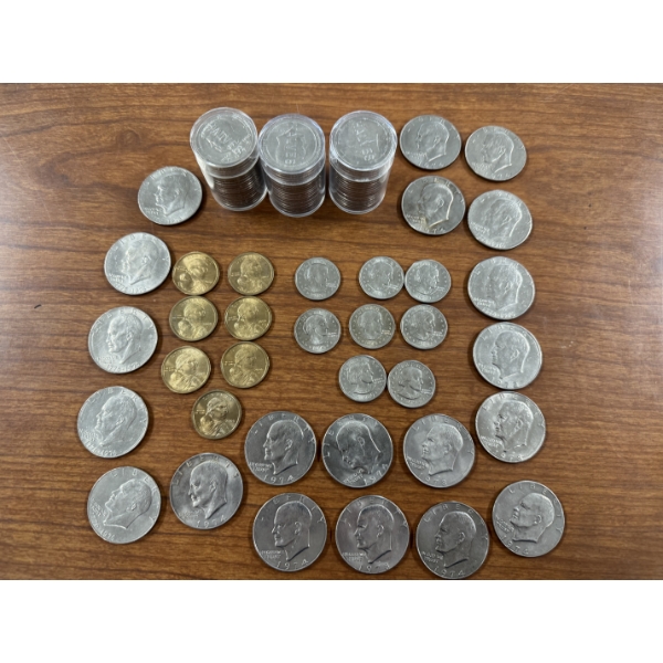 United States Eisenhower, Susan B. Anthony Dollars & Kennedy Half Dollars - $60 Face Value