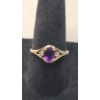 Image 1 : Women's 14K Yellow Gold Ring With Amethyst & Diamonds - Size 7 - Weight: 2.4g