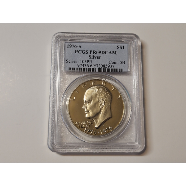1976-S Eisenhower Silver Dollar Graded PR 69 DCAM by PCGS
