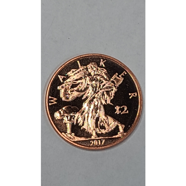 Zombucks 1 ADVP oz .999 Fine Copper Proof Round - 2017 Walker