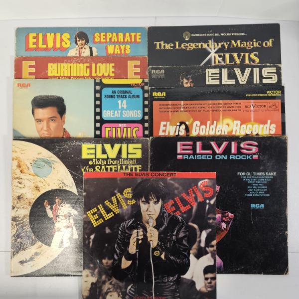 Collection Of Vintage Elvis Presley Vinyl Albums And A 1991 Wall Calendar