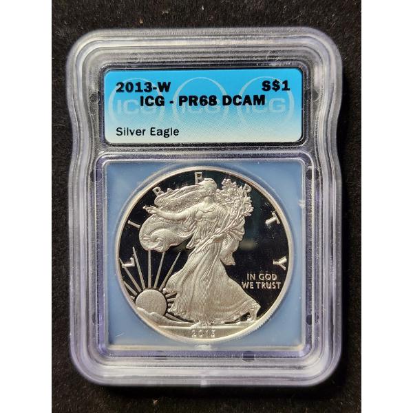 ICG PR68 DCAM 1 Oz 2013-W Silver American Eagle Round 