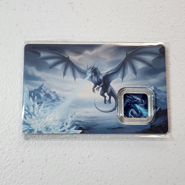 Ice Dragon 1 Gram .999 FIne Silver Bar - 320 Coins - In Sealed Card