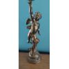Image 2 : Tall 32" Bronze Cupid Figural Converted Parlor Lamp As Shown With Globe