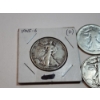 Image 2 : (5) 90% Silver Walking Liberty Half Dollars: 1945-S, (2)1944, 1937, Unknown Year FV: $2.50