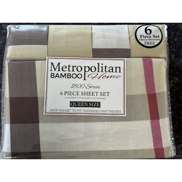 Metropolitan Bamboo Home 6 Piece Queen Size Sheets - Brand New In The Package