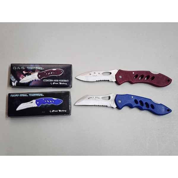 2 Brand New In Box Frost Cutlery S.A.R. & Navy Seal Tactical Folding Pocket Knives