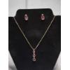 Image 1 : Matching Set of Gold-Tone Costume Earrings and Necklace with Purple Teardrop Stones