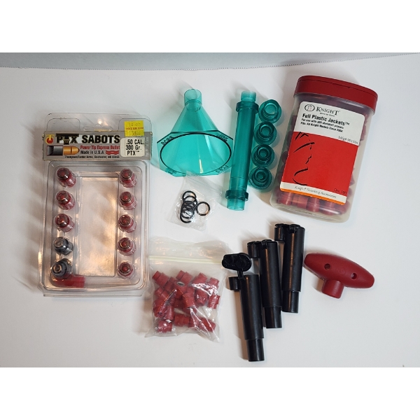 Assorted Muzzleloader Items: Power Tip Express Bullets, Funnel, Jackets, & More - See Photos! 