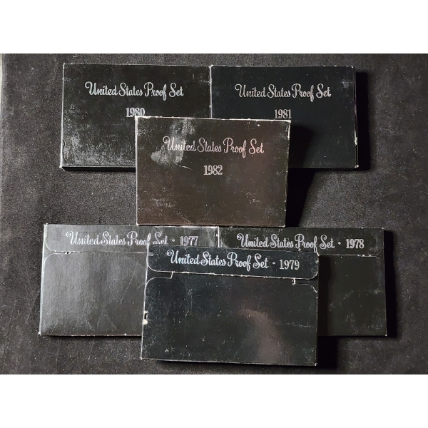Six Different Assorted United States Proof Sets Dated From 1977 Thru 1982