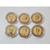 Image 1 : x6 United States Presidential $1 Coins - Colorized Portraits - Face Value: $6.00