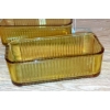Image 2 : 3 Pc Set Vintage Amber Glass Rectangular Bowls 9 x 4 x 3 -  All Perfect