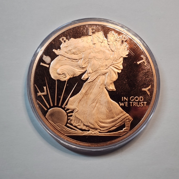 Incredible 5 oz .999 Fine Copper Large Round - Walking Liberty - In Capsule