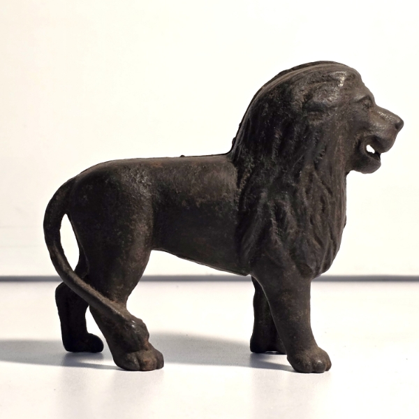 Cast Iron Lion Coin Bank 4.5"L x 4"T
