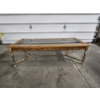 Image 1 : Wood Frame Metal Base Glass Top Coffee Table - 54" x 24" x 16" - Excellent Condition
