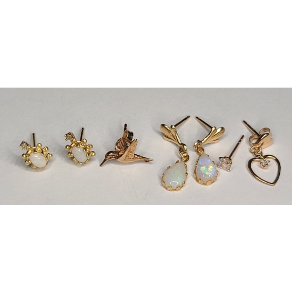 Assorted 14K Yellow Gold Earrings (Some Single) - Total Weight: 2.4g