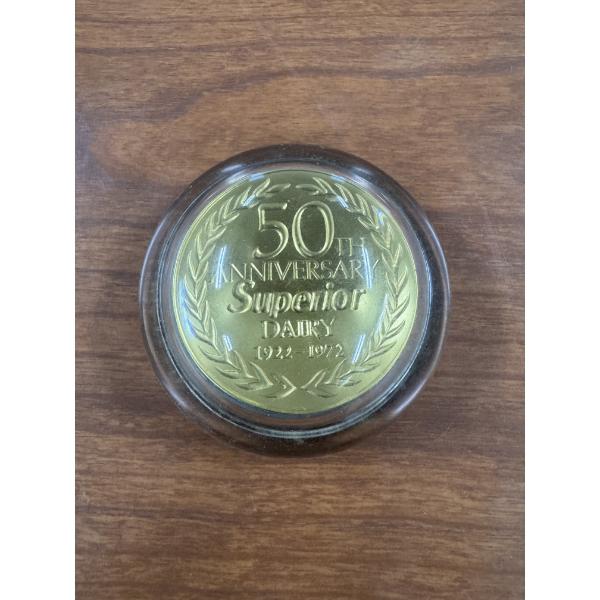 1972 Superior Dairy Canton, Ohio Glass Paperweight - Mint Condition