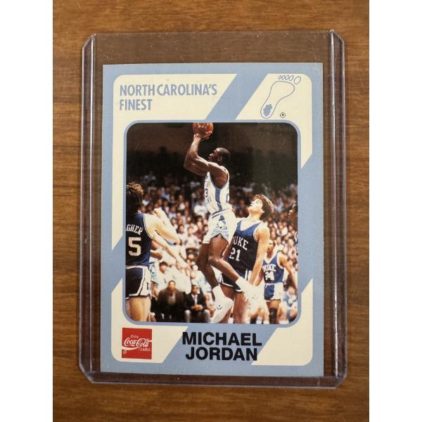 1989 Michael Jordan Coca-Cola College Basketball Card in Protective Holder - Mint