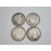 Image 1 : (4) 90% Silver U.S. Barber Quarters - Years 1915, 1914, 1909, 1892 - FV: $1.00