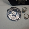 Image 4 : Lot of Assorted Silver-Tone Jewelry Items & "B" Compact Mirror