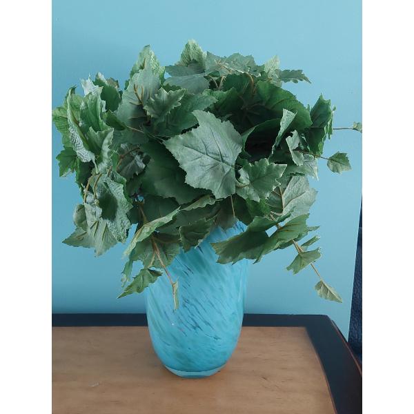 14" Blue Vase With Florals As Shown 