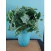 Image 1 : 14" Blue Vase With Florals As Shown 