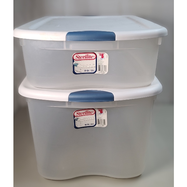 Sterilite 35 Qt & 66 Qt Clear Plastic Storage Bins 