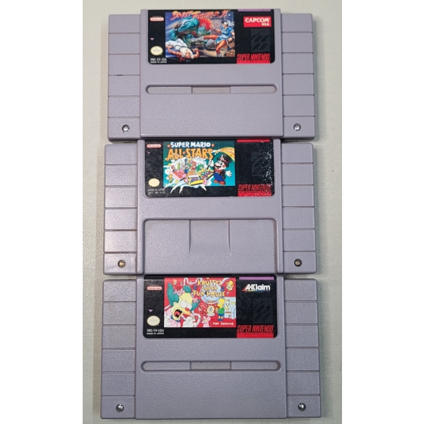 (3) Super Nintendo Entertainment System Games - Super Mario All-Stars, Street Fighter ll & Krusty's 