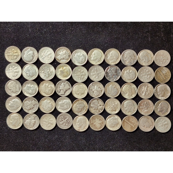 $5 Face Value in Assorted 90% Silver Dimes 